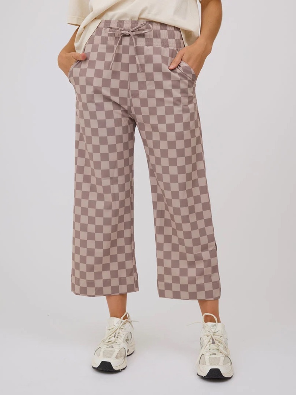 Albion Audrey Checkered Wide Leg Crop Pants